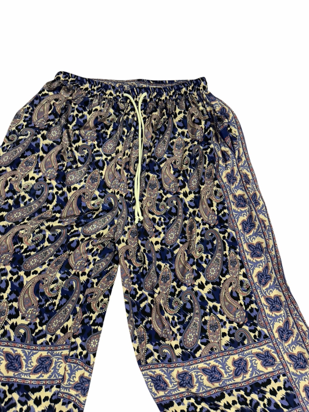 Silk blend Blue Paisley & Floral Print Balloon Joggers size L/XL - Picture 6 of 7